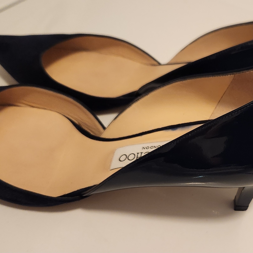 Jimmy Choo Navy Blue  Heels with d'Orsay Elegance - Picture 2 of 7